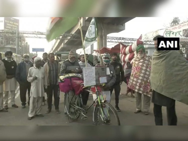 Support to farmers;  Senior citizen cycled 1000 km for 11 days